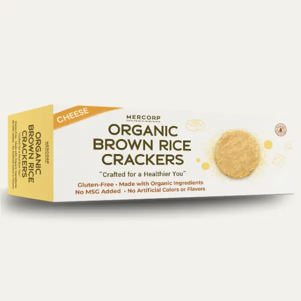 Organic brown rice crackers cheese flavor packaging 115g