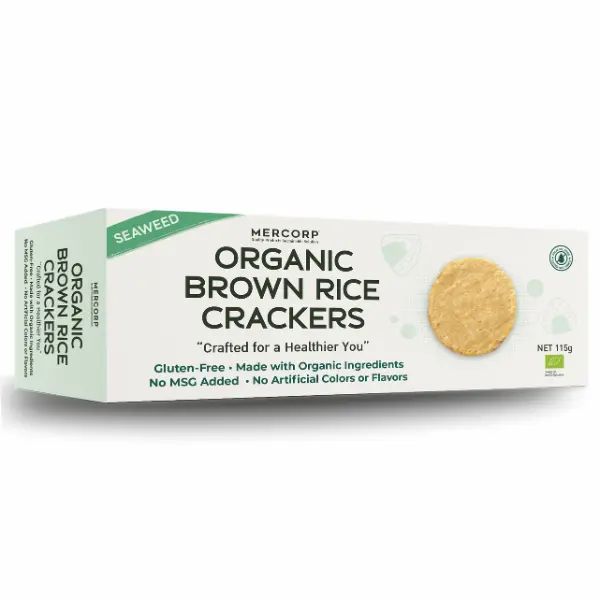 Organic brown rice crackers seaweed flavor packaging 115g