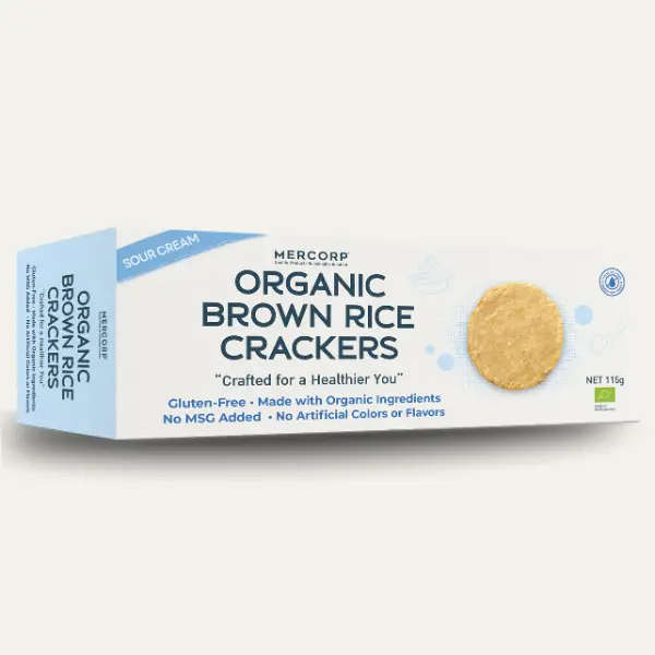 Organic brown rice crackers sour cream flavor packaging 115g