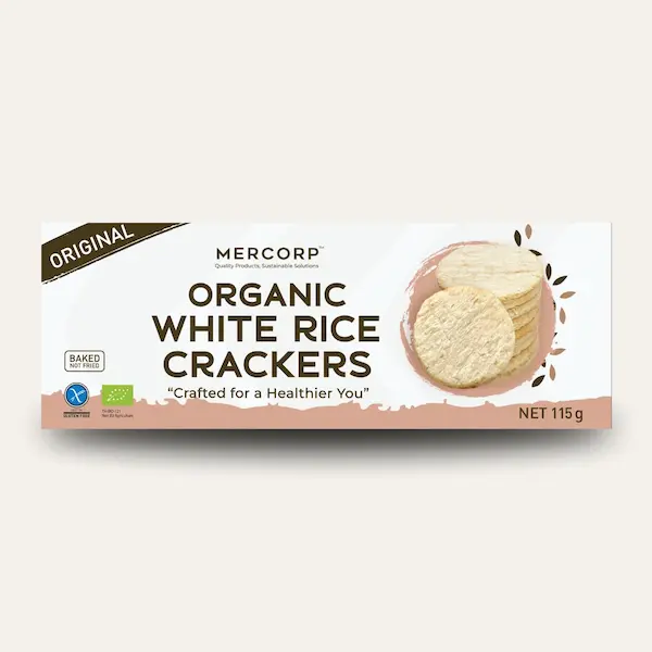 Organic white rice crackers original flavor packaging 115g