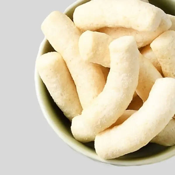 Organic stick puffs in a bowl